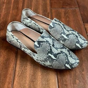 Halogen snakeskin slip on flats